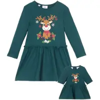 Bonprix Jersey meisjes jurk en poppenjurk van biologisch katoen (2-dlg. set) maat 104/110
