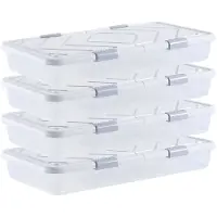 Vevor Onderbed Opbergbox 4 Stuks Oprolbaar (805 x 396 x 175 mm) Onderbedcontainer met deksel en grijze sluiting