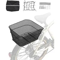Vevor Achterfietsmand 39x31x21 cm, draadgaasmand met bagagenet en hoes, bagagedrager, past op de meeste bagagedragers, montagemateriaal inbegrepen