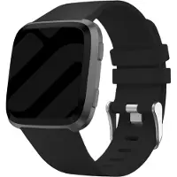 Strap-it Siliconen Smartwatch bandje - Geschikt voor Fitbit Versa / Versa 2 bandje siliconen - - Zwart - Horlogeband / Polsband / Armband - Maat: Maat L