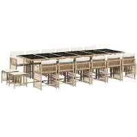 vidaXL 17-delige Tuinset met kussens poly rattan beige