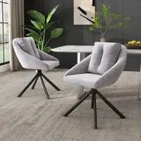 MODFU Stoel set van 2, gestoffeerd fluweel, draaibaar met wielen, metalen frame, ergonomisch modern ontwerp, grijs
