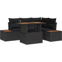 vidaXL Tuinbank Set 5 st Zwart Poly rattan