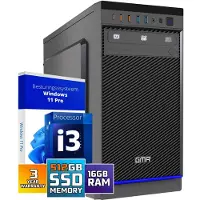 GMR Intel Ultra Compleet Desktop PC | Intel Core i3 | 16 GB RAM | 512GB SSD M.2 | DVD+RW | Windows 11 Pro | Business Office Multimedia Computer
