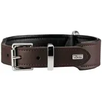 Hunter - Halsband Basic - Hondenhalsband Halsumfang 36-43 cm, bruin/zwart