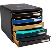 Exacompta Big Box Plus Neo Deco assorti, 5 laden A4/A4+, open voorzijde, geruisloos met veiligheidsstop, stapelbaar