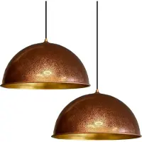 Bamyum Hanglamp Eettafel 2-Lichts Ø30 cm Koperkleurig Handgeschilderd, Keukenlamp Hangend Vintage E27, Hanglamp Woonkamer, Hanglamp Eettafel Vintage, Eettafellamp Koper