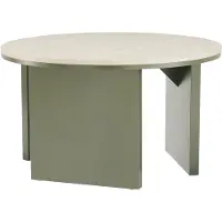 Oviala - Ronde salontafel met houtlook 80 cm diameter olijfgroen - Bonny