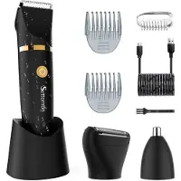 Hatteker Scttomon 3-in-1 Elektrische Heren Trimmer – Baardtrimmer, Lichaamshaartrimmer & Neustrimmer – Waterdicht, USB Oplaadbaar – Zwart