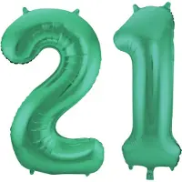 Folat Verjaardag Leeftijd folieballon - 21 jaar - groen - 86 cm - cijferballon groot
