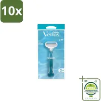 Gillette venus 10 x Gillette - Venus Smooth – Rondingvolgende Mesjes – Handvat + 2 Navulmesjes - Grootverpakking - Scheermesje Vrouw - Huidbescherming - Scheren Voor Vrouwen - Venus SkinCushion - Duurzaam Scheren