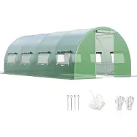 KOMFOTTEU 6 x 3 x 2 m broeikas met metalen frame, tuinkassen met ramen en deuren, foliekas voor boerderij, achtertuin en tuin