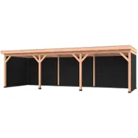 Westwood Douglas overkapping, 900 x 400, met zwarte achterwand en twee zijwanden, Comfort Plus