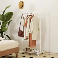 MODFU Luxe Kledingrek op Wielen - 3-in-1 Garderoberek met Boomkapstok & Schoenenrek - Wit Metaal - 171 cm Hoog