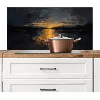 KitchenYeah Spatscherm keuken 100x50 cm - Kookplaat achterwand Gouden Reflectie op Water - Muurbeschermer - Spatwand fornuis - Hoogwaardig aluminium