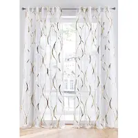 Bonprix Gordijn met glanzende print en verborgen lussen, ook in extra lang (1 stuk) maat h/b: 300/140 cm