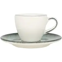 Bonna Espresso kopjes & schotel madera porselein set van 6