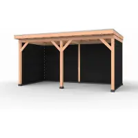 Westwood Douglas overkapping, 500 x 250, met achterwand en twee zijwanden, Comfort Plus Zwart