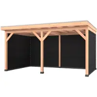 Westwood Douglas overkapping, 500 x 300, met achterwand en twee zijwanden, Comfort Plus Zwart