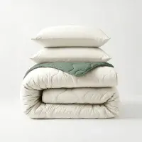 Sleeptime Lazy Dekbed Zonder Overtrek - Crème/Groen 200 x 200 cm