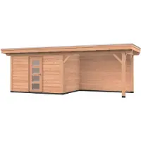 Westwood Douglas overkapping, 750 x 300, met schuur en achterwand, Vrijbuiter Basic