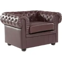 Beliani CHESTERFIELD - Chesterfield fauteuil - Bruin - Leer