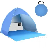 Aura Strandtent uv Bescherming - Strandtent Baby Pop Up – Strandtentje Extra Licht – Zonbescherming - Blauw - 165cm x 150cm x 115cm
