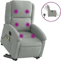 vidaXL Sta-op-massagestoel elektrisch verstelbaar fluweel lichtgrijs