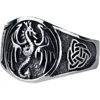 EtNox hard and heavy Ring - Dragon - voor Mannen - zilverkleurig - Maat L