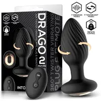 Intoyou IY Drago - Vibrerende Buttplug - 360° Twister Beweging met Afstandsbediening - Zwart