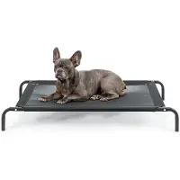 Lionto hondenbed voor buiten, comfortabel, met gaas, verhoogd, luchtig en weerbestendig, 106x62 cm, zwart