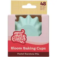 Funcakes Bloom Baking Cups - Duurzaam Gecoat Karton - Pastel Regenboog Mix - pk/48