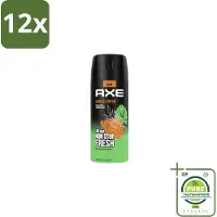 Axe Deodorant Bodyspray Jungle Fresh 150 ml - Voordeelverpakking - 12 stuks - Frisse geur - Lichaamsgeur bestrijding