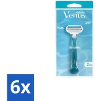 Gillette venus Gillette - Venus Smooth – Rondingvolgende Mesjes – Handvat + 2 Navulmesjes - Voordeelverpakking - 6 stuks