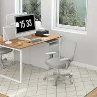 OKWISH Bureaustoel 55 x 48 Cm - Ergonomisch Met Draaifunctie En Hoogteverstelling - Voor Thuiswerk En Studie - Polyester - Grijs