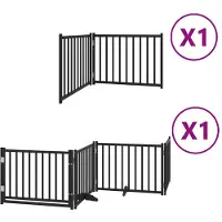 vidaXL Hondenhek inklapbaar 6 panelen 480 cm populierenhout zwart