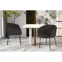 Sevilla Stoelen '' in Corduroy Exclusief Donkergrijs stof - H 79 x B 57 x D 62 cm - Set van 2