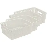 Discountershop Opbergmand Set van 4 – ±12 Liter per Mand - Opbergmand Speelgoed Kinderkamer – Keukenkast Organizer – Kledingkast Organizer – Kast Organizer – Opbergdoos Wit – 35,3 × 29,5 × 13,3 cm