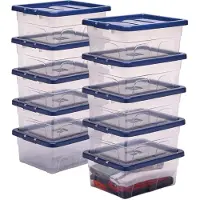 Fellowes BANKERS BOX Opbergdoos - polypropeen - L 400 x B 320 x H 170 mm – inhoud 15 L - stapelbaar - deksel met clipsluiting – transparant en donkerblauw deksel