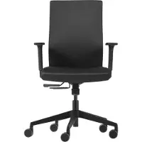 Dauphin bureaustoel STRIKE plus comfort, met armleuningen, synchroonmechanisme, vlakke zitting, zwart/zwart