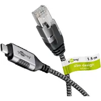 Goobay USB-C naar RJ45 LAN kabel | Slimline | USB3.0 | CAT6 | zwart | 1,5 meter