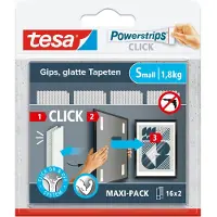 TESA Zelfklevende Strip Powerstrips Click Combo 16x2 Stuks Small