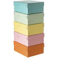 Falken Archiefdoos PURE Box Pastel A5, voor maximaal 1250 vel, met etiketveld, L 250 x B 180 x vulhoogte 100 mm, FSC karton, geassorteerde kleuren, 5 stuks