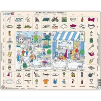 Larsen Puzzles Rahmenpuzzel - Learning English 2: Im Restaurant und in der Stadt - 70 stukjes.