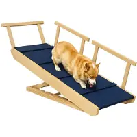 PawHut Huisdierentrap Grenenhout, Polyester 85L x 40B x 61H cm Natuurlijk hout
