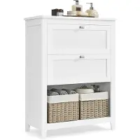 Vasagle Badkamermeubel, opbergkast, 2 laden met 1 verstelbare scheidingswand, 2 manden, dressoir, 30 x 60 x 80 cm, wolkenwit