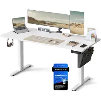 Songmics Elektrisch in Hoogte Verstelbaar Bureau - Stijlvol, Stil & Ergonomisch, mat wit / 70T x 160B x (72-120)H cm