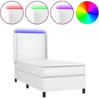 vidaXL Boxspring met matras en LED kunstleer wit 100x200 cm