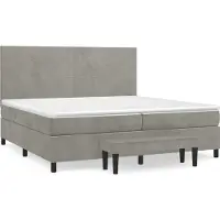 vidaXL Boxspring met matras fluweel lichtgrijs 200x200 cm