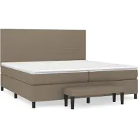 vidaXL Boxspring met matras stof taupe 200x200 cm